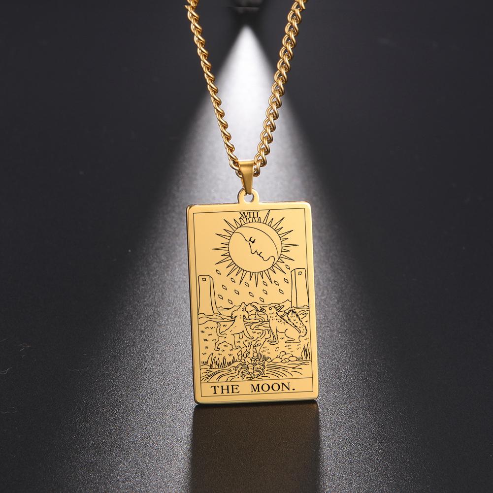 Dawapara Vintage Tarot Kartı Kolye Major Arkana Pagan Astroloji Tılsım Kolye Uçları Paslanmaz Çelik Takı