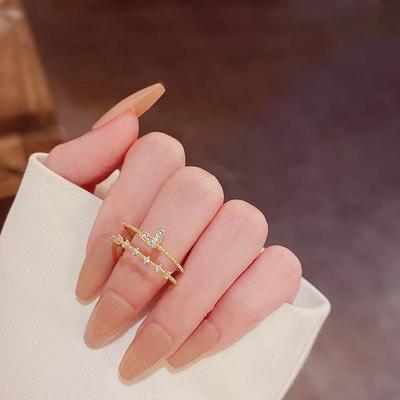 Trendy Liefde Dubbele Laag Zirconia Ring: Modieuze, Hoge Kwaliteit, Open Wijzervinger Ring voor Dames.