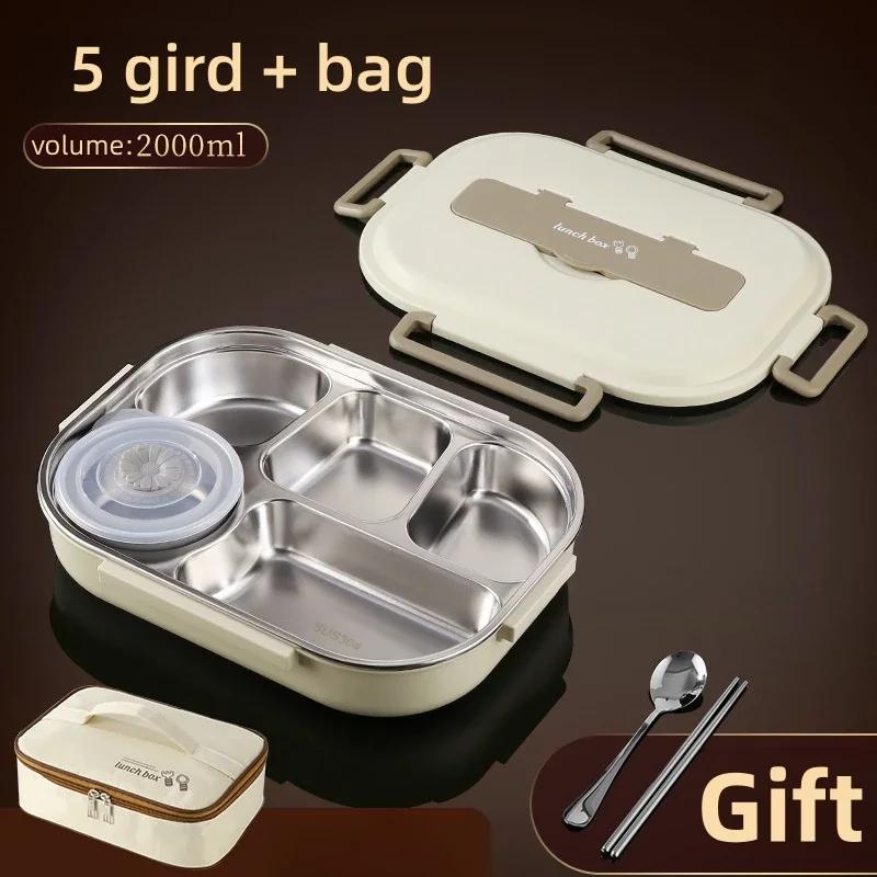 304 Stainless Steel Insulated Lunch Box-Sealed Portable Bento Box Microwave-Heatable Food Container for Office Workers Students