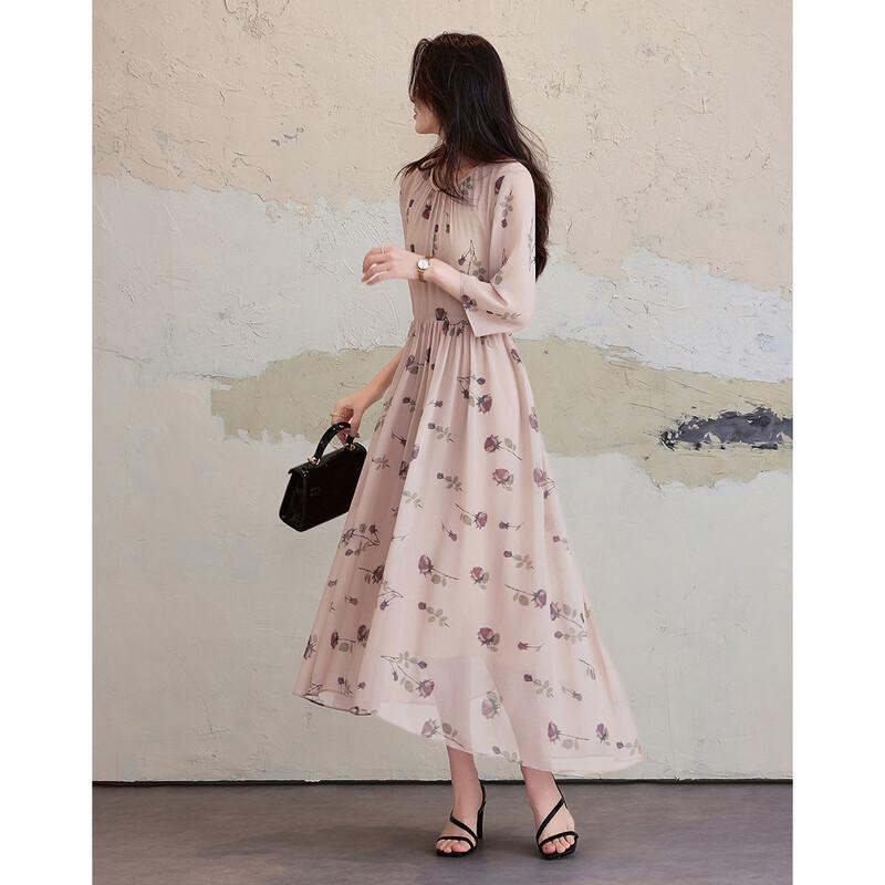 Demana Flowy Chiffon French Floral Maxi Dress