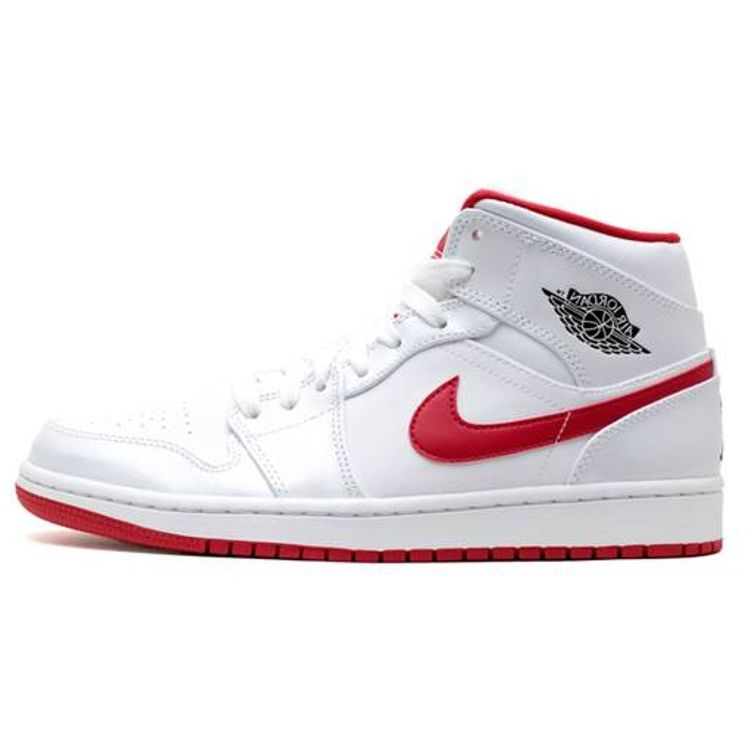 

Air Jordan 1 Mid White Gym Red Men Sneakers Black-Gym-Red 554724-101