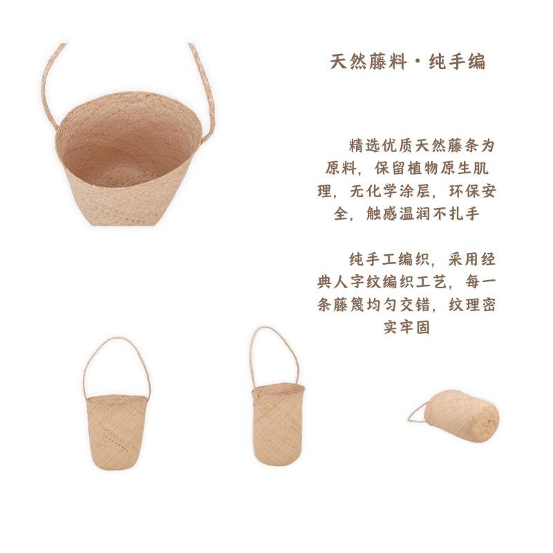 Rattanhaut einzelne Schulter Rattan Gras gewebte Tasche einfache literarische und kreative Retro-Handwerkstasche Urlaubs-Strandtasche