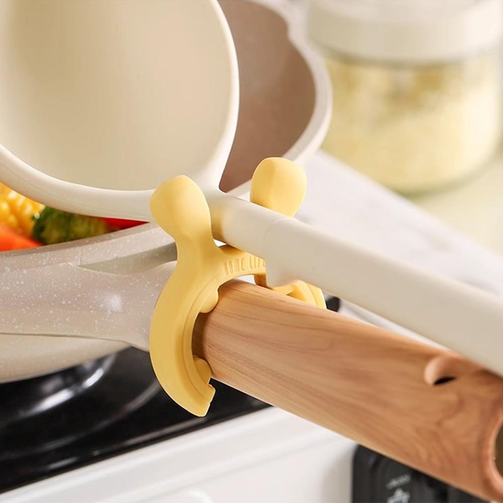 Silicone Deer Ear Pot Shovel Rack Home Kitchen Stove Anti Overflow Soup Spoon Kitchenware Placement Protective Shovel Rack Mobile Storage Rack