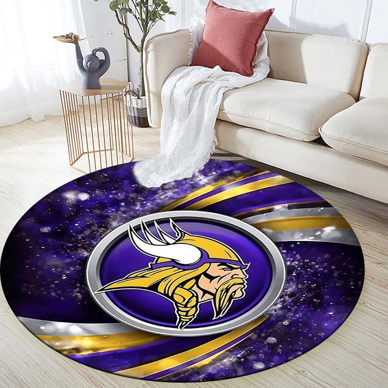 Minnesota Vikings2,Runder Teppich,Teppich für Wohnzimmer Schlafzimmer Sofa Spielzimmer Dekoration,Rutschfeste Bodenmatte