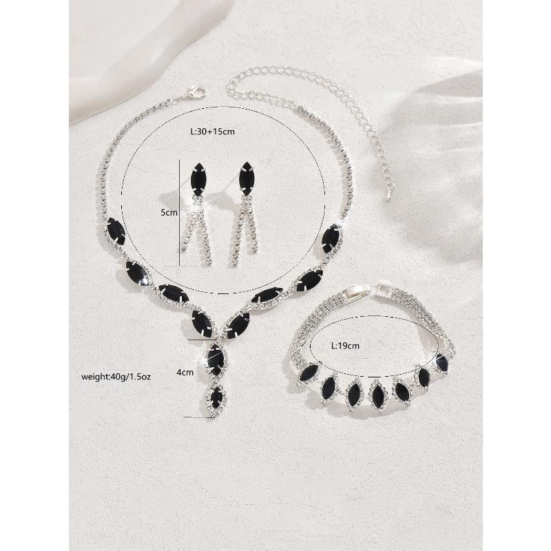 Women's jewelry evening dress accessories 3-piece set: bracelet, necklace, and earrings