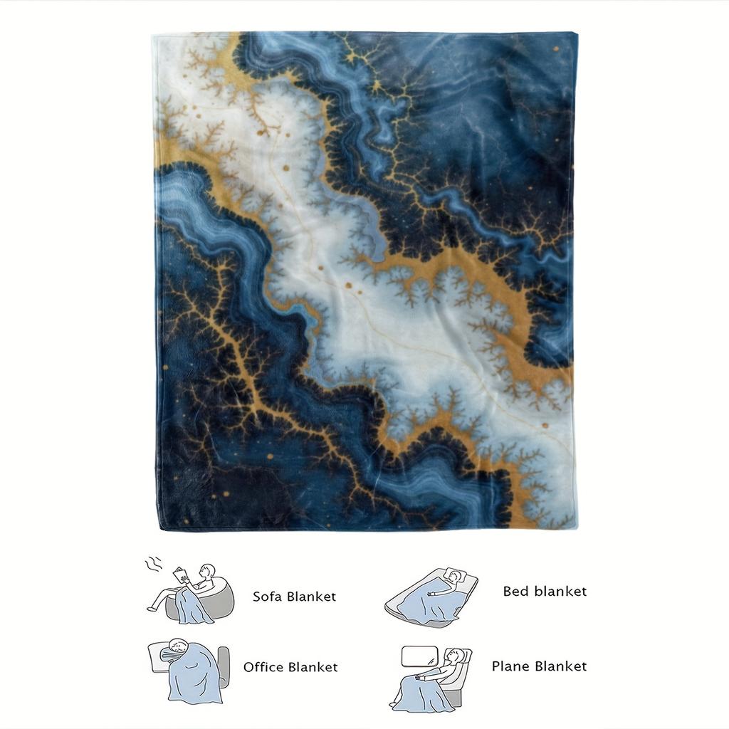Blaue abstrakte Kunst Wohndecke Modernes Marmormuster Ganzjahres-Luxus-Tagesdecke für Heimdekoration Maschinenwaschbar Geschenk