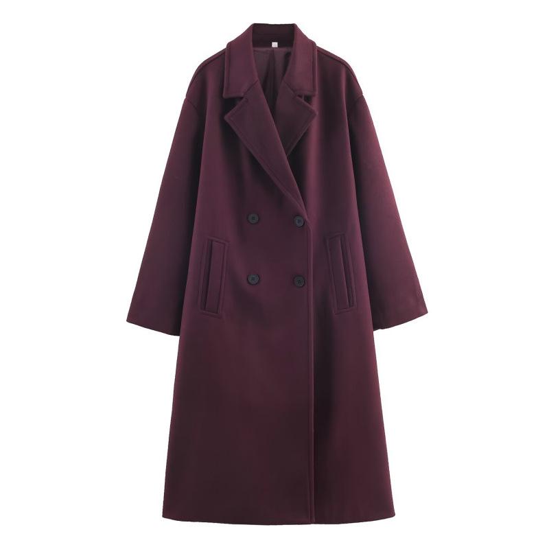 

European American Women s Fashion Casual Loose Soft Coat Jacket Small бордовий