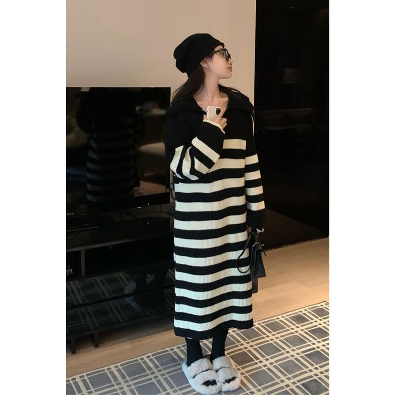 Winter new fashion and fashionable sweater medium and long knitted bottoming dress
