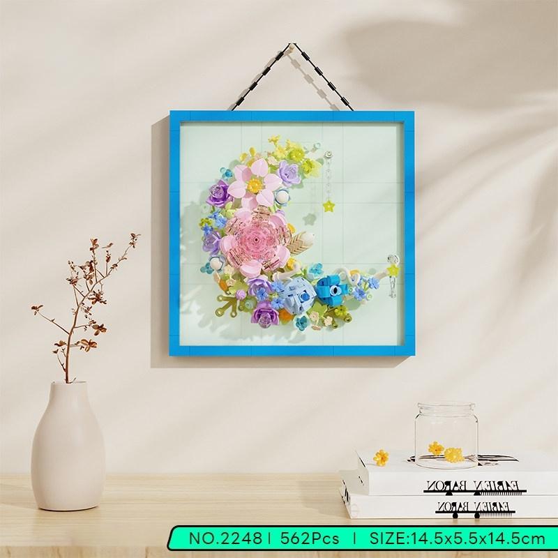 Simulated Flower Photo Frame Building Blocks, Eternal Flower Wall Decoration, Difficult Assembly Toys, Children's Birthday Gifts