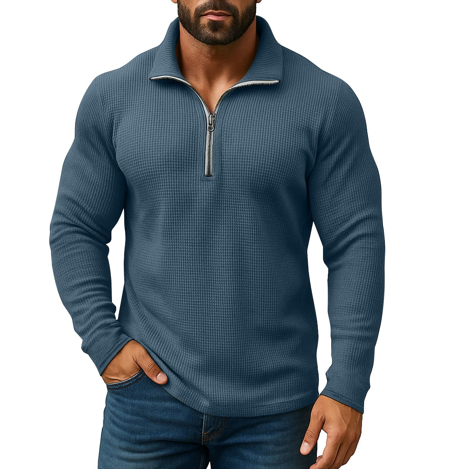 

Men s Color Blocked Long Sleeved Shirt Round Neck T-shirt Top M синий