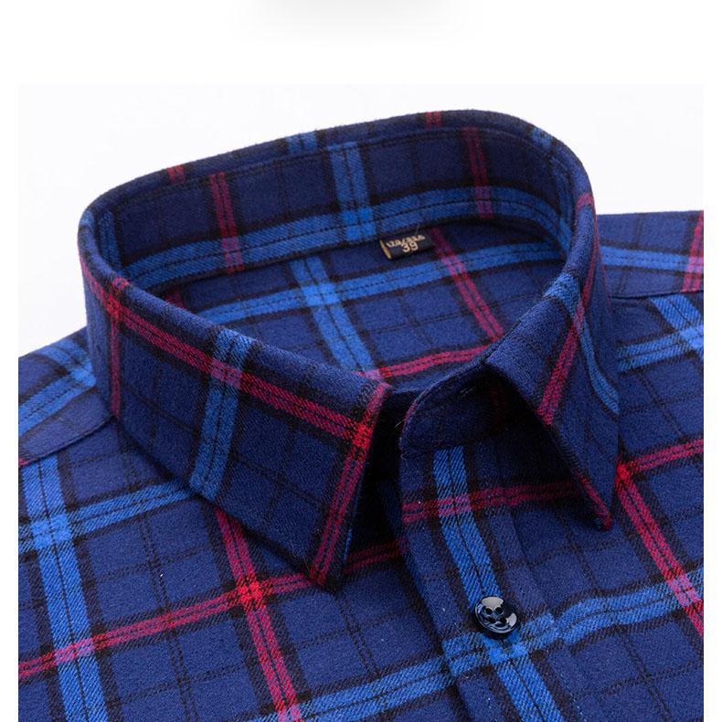 100% Cotton Plaid Shirts for Business Men Long Sleeve Quality Autumn Spring Male Casual