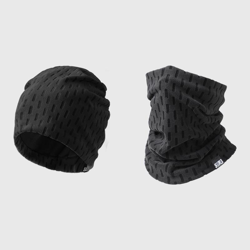 Fashion Knitted Beanie Winter Man Hat Scarf Set One Size чёрный