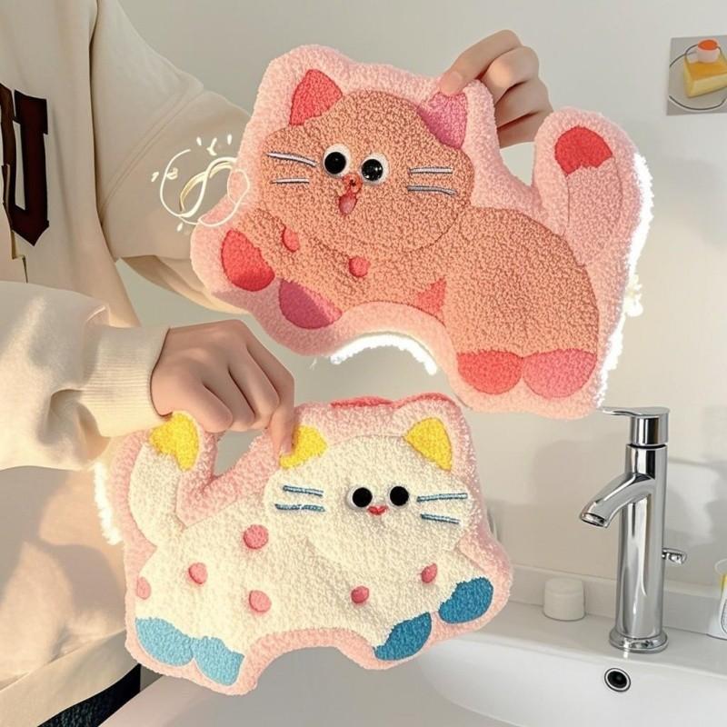 1Pcs Cute Cartoon Dopamine Hand Towel Hanging Style Household Kitchen Children's Bathroom Absorbent and Non Shedding Towel