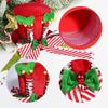 Christmas Tree Topper Hat with Red Green Foldable Bow Ribbon Vintage Holiday Home Decoration Durable Xmas Ornament with Red Bow