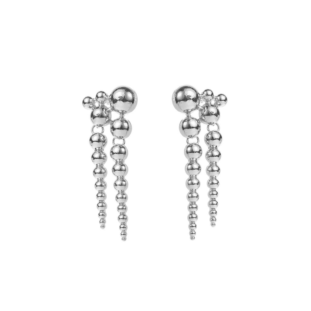 Women Fashion Elegant Multi Layer Ball Beaded Long Earrings Retro Luxury Minimalist Design High Grade Dangle Ear Jewelry