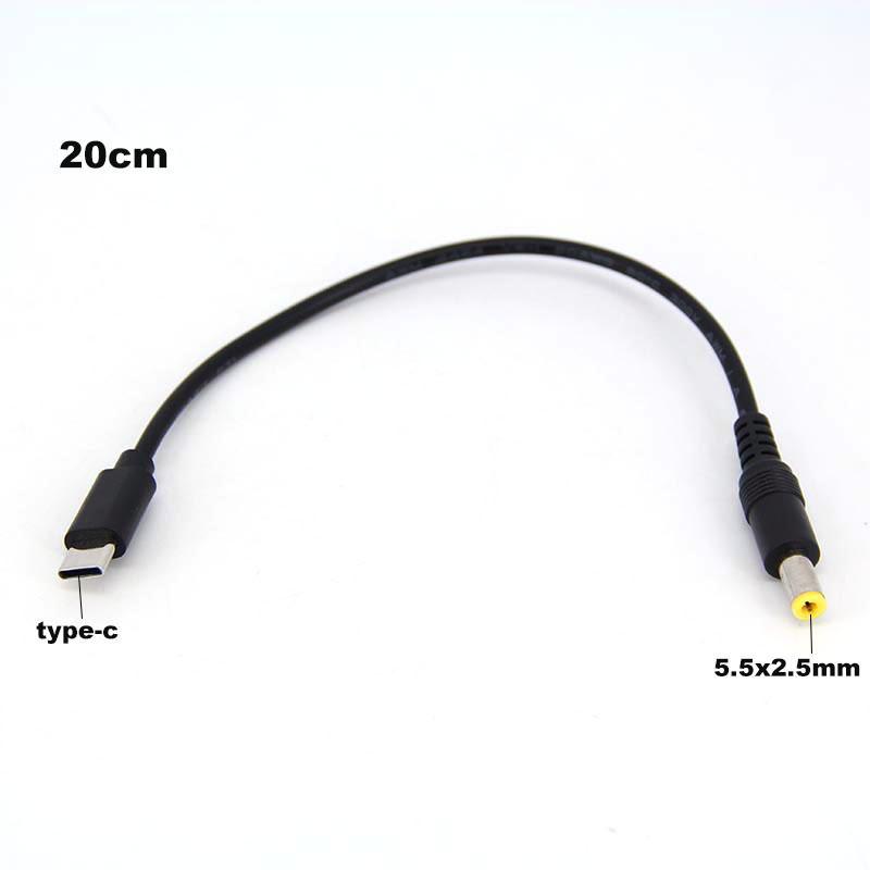 0.2m USB Typ C Samec na DC Samec 5.5X2.5mm 5.5x2.1mm 5V 3A 15W USB C Prodlužovací nabíjecí kabel s napájecím konektorem pro fotoaparát Router