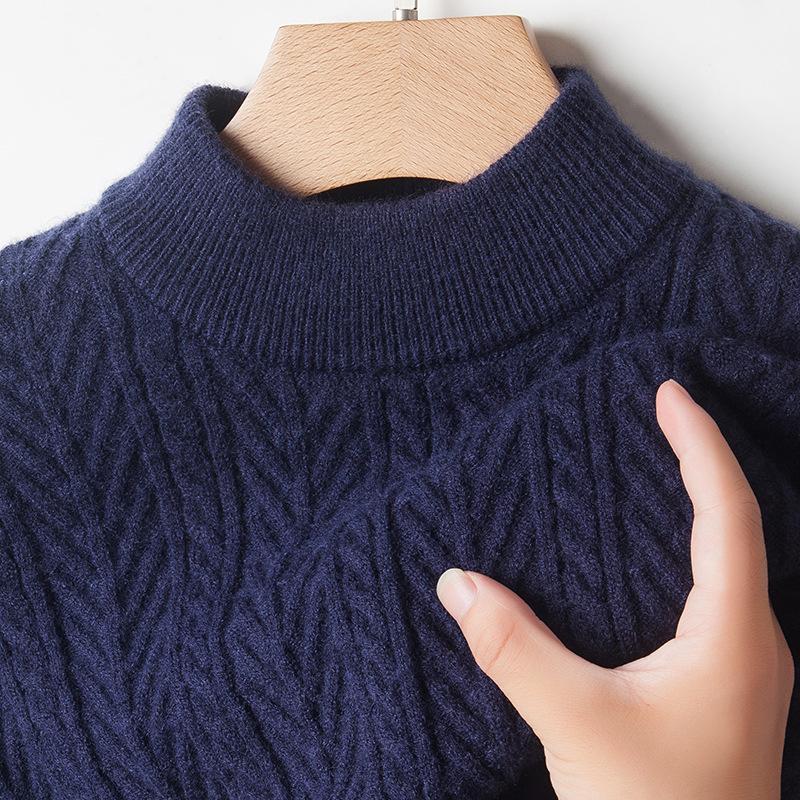 Men's Elastic Autumn and Winter Slim-fitting Thickened Sweater Turtleneck Knitted Sweater