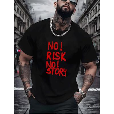 Herren Freizeit Street Style T-Shirt Kein Risiko Kein Abenteuer Slogan Aufdruck Erwachsene Herren Outdoor Bekleidung Herren Mode