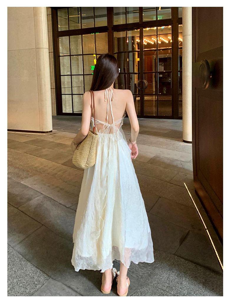 French Halterneck Strappy Summer Dress - Women's Elegant Beach Chiffon Long Dress for Vacation (2026)