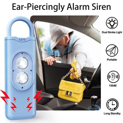 Sirène d'autodéfense 130 dB Sirène forte Alerte d'urgence Porte-clés avec lumière stroboscopique pour femmes Adolescents Enfants et Personnes âgées