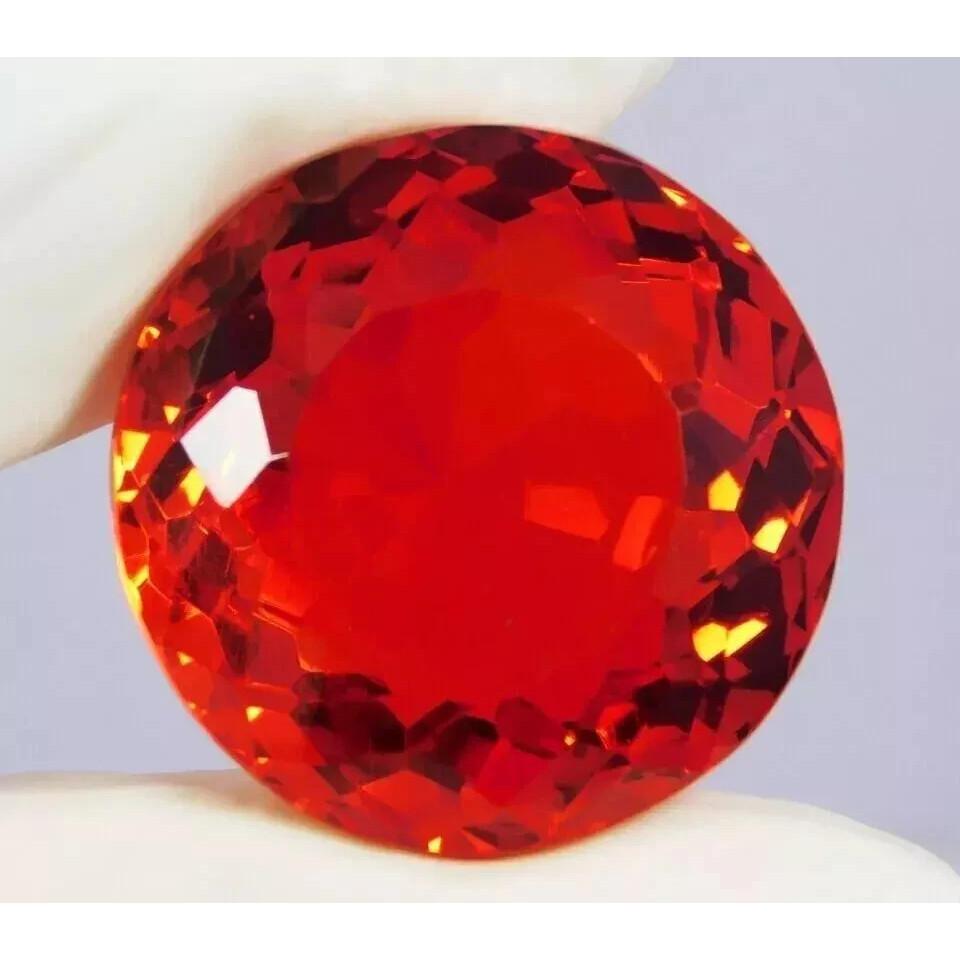 76-78 Ct Natural Red Orange Fire Mexican Opal Round Cut Stunning Gemstone