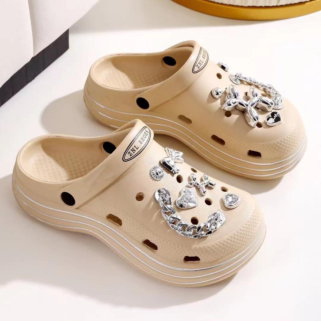 

Туфли с дырочками женская летняя одежда толстая подошва нескользящая мода интернет знаменитость милый ветер пляжная обувь сумка голова пара классные тапочки 39 хаки