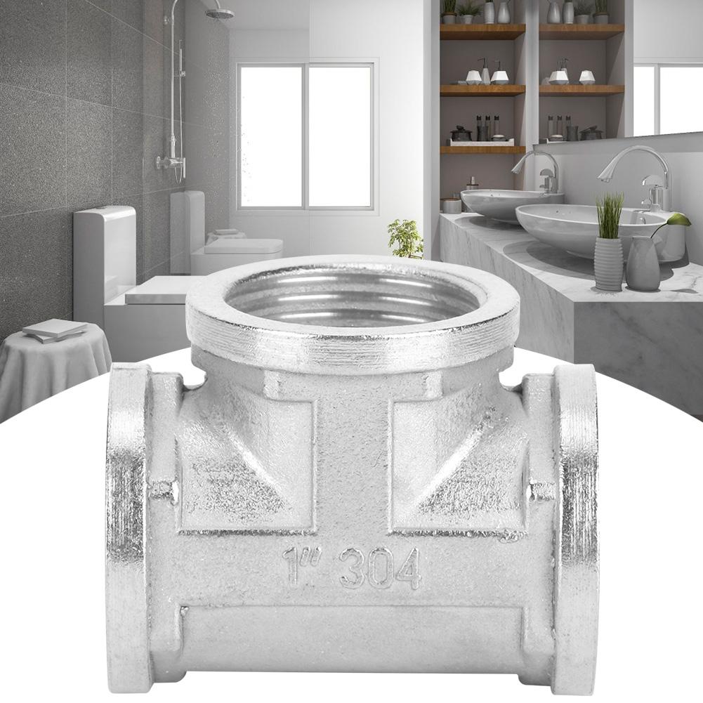 304 Stainless Steel Tee Threaded Pipe Connector for Industrial Pipe Shelf Household Tool