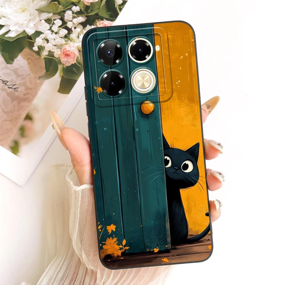 For Infinix Note 40 Pro 4G 5G / Note 40 Pro+ / Note40 X6853 Cute Cat Flower Cartoon Phone Case Soft Silicone Cover Bumpers
