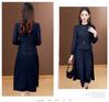 Elegant Patchwork Midi Dress: Women's Spring 2026 Slim-Fit, Two-Piece Look