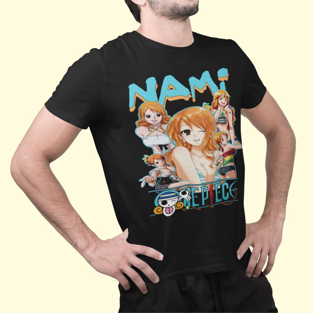ONE PIECE Nami Anime Japanese Men Women Summer T-shirt Oversized Harajuku Oversized Retro Print Short Sleeve Casual Comfort Y2k