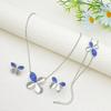 Flora Romantic Sparkling Four Leaf Clover Zircon Set Copper Women's Jewelry Anniversary Dating Earrings Necklace Ring Bracelet