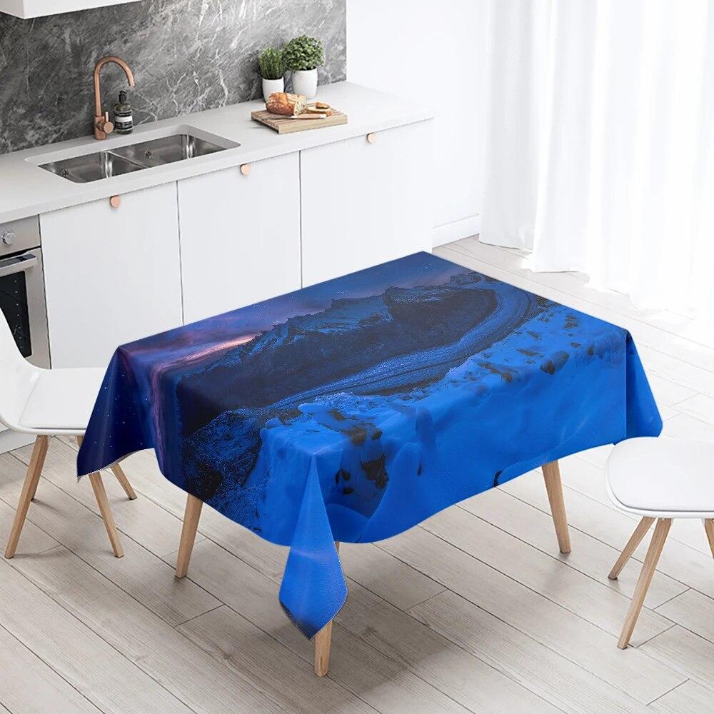 Mountains and Lakes Scenery Tablecloth Outdoor Camping  Antifouling Waterproof Home Kitchen Table Decoration