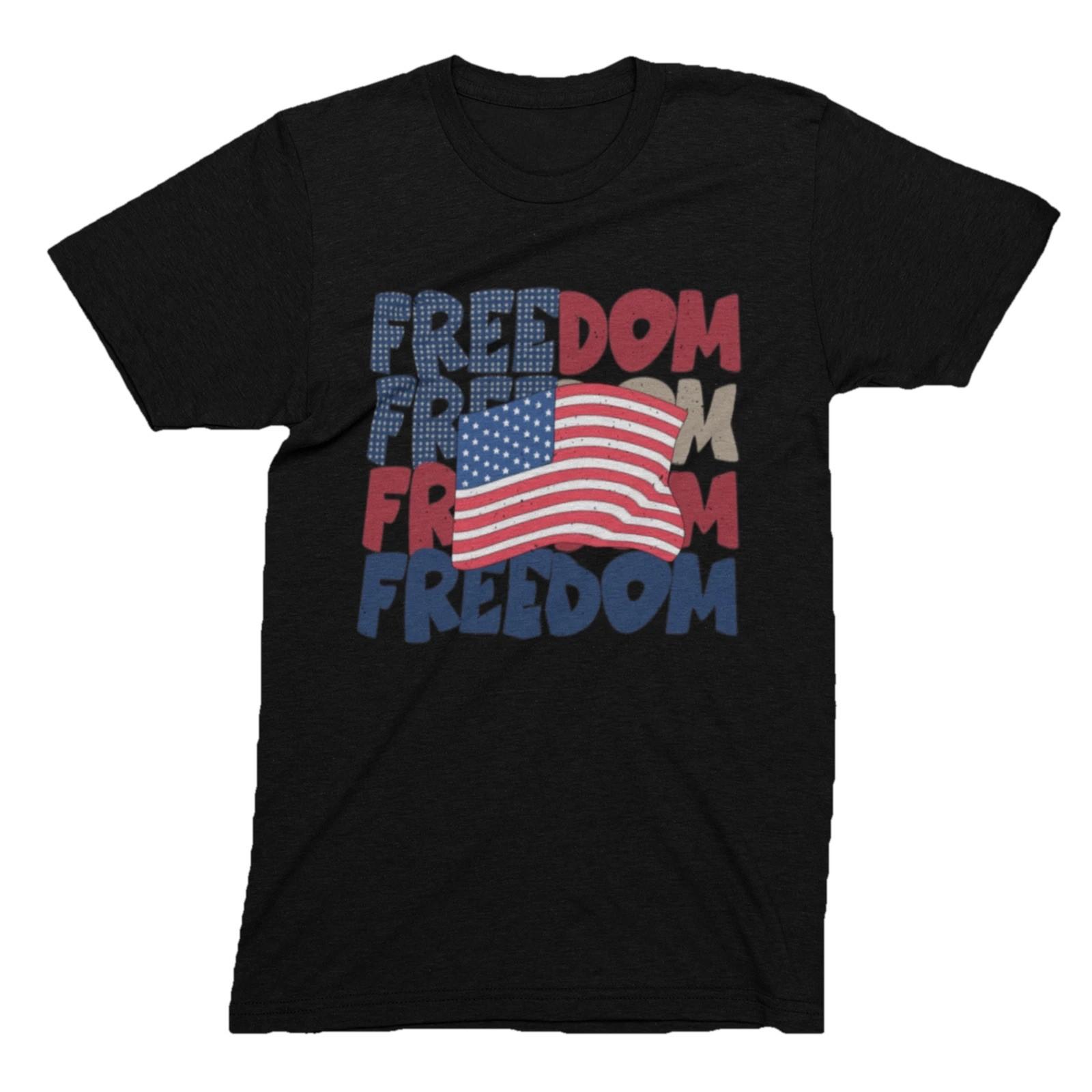 Freedom Freedom Freedom T-Shirt | Patriotic 4th of July American Flag Tee L
