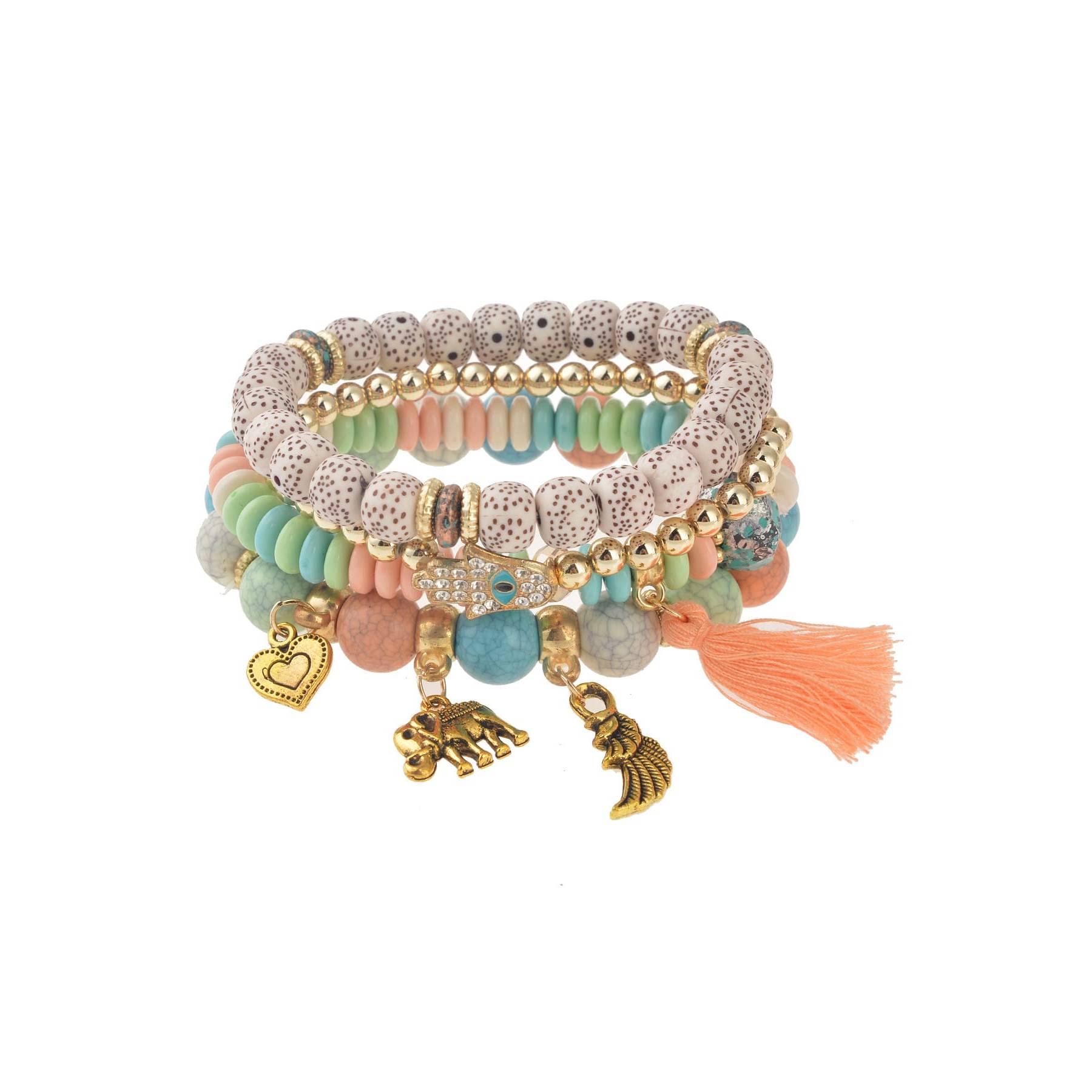 

Pastel Beaded Tasseled Bracelet