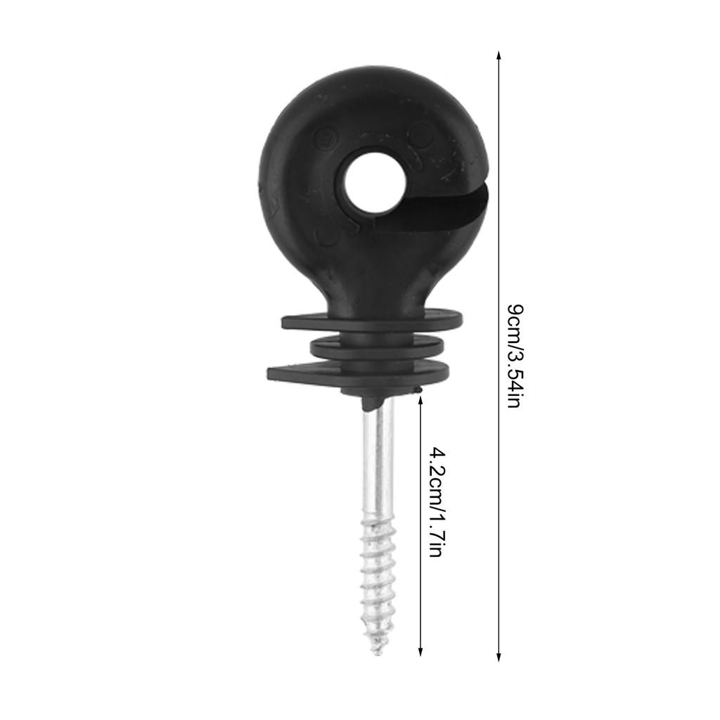 50 Pcs/Set Black Screw In Ring Insulators Electric Fence Accessories For Wood Post