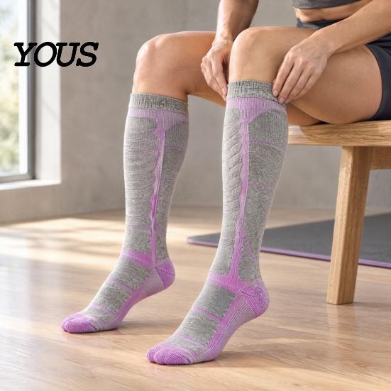 Thermal Socks for Camping Unisex Cotton Ski Women Men, Snowboard Socks, Non Slip Outdoor Winter Sports Cuff Warm Skiing Snowboarding Hiking