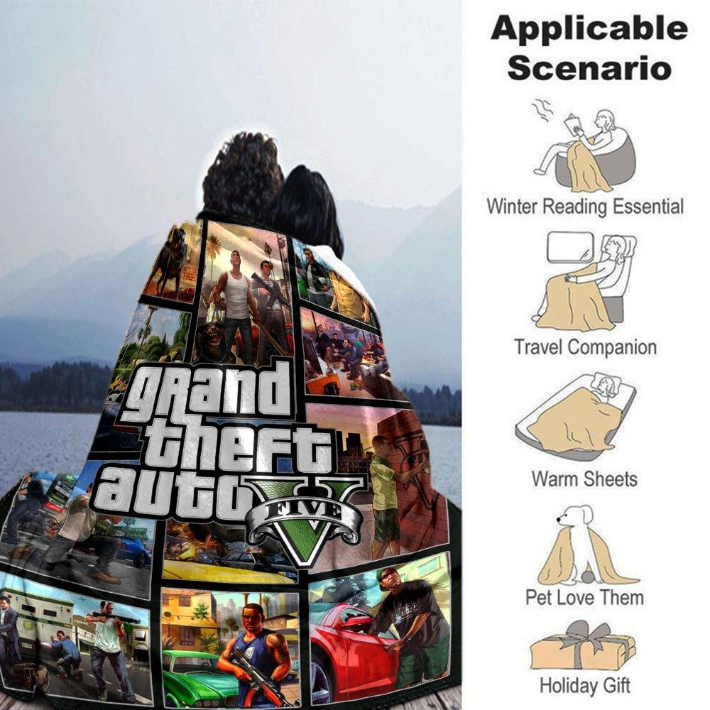 1ks Měkká flanelová deka Grand Theft Auto s designovým potiskem Útulná deka pro všechna roční období, ideální na pohovku, postel, do kanceláře