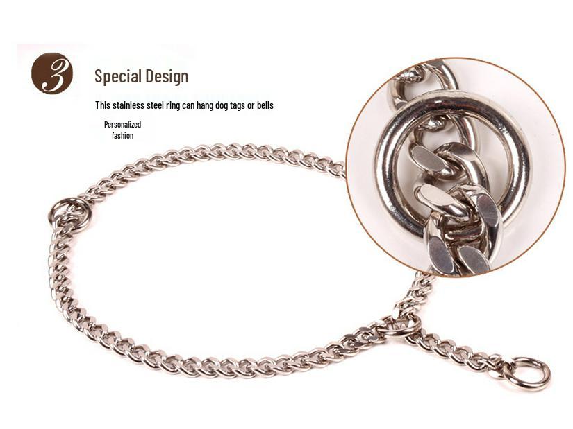 Stainless Steel Bite-Resistant Dog Training Chain Collar for Small, Medium, Large Dogs