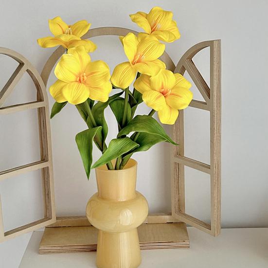 5 Pcs Real Touch Artificial Flower Faux Full Bloom PU Tulip Bouquet with Long Stem for Mother's Day Spring Wedding Centerpiece Floral Arrangement