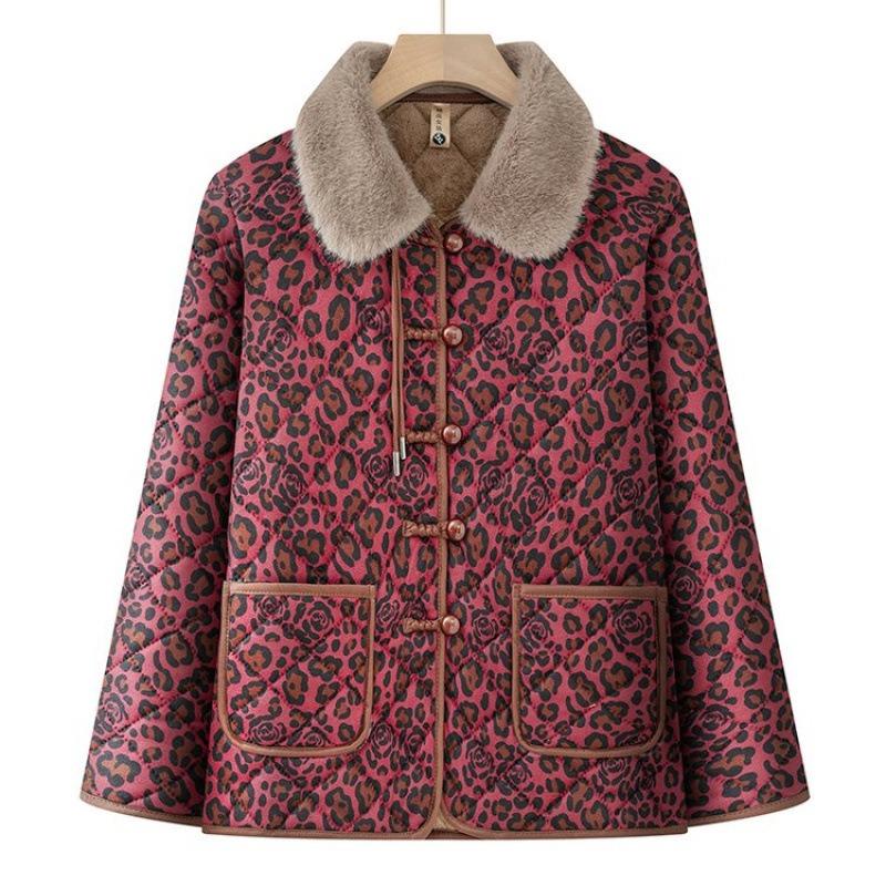 Winter clothing fleece thickened jacket new women's autumn and winter floral lapel thermal top jacket