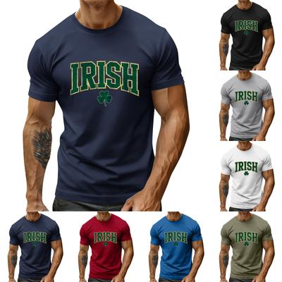 Men's Holiday Print Round Neck Short Sleeve Top Casual Sports Top