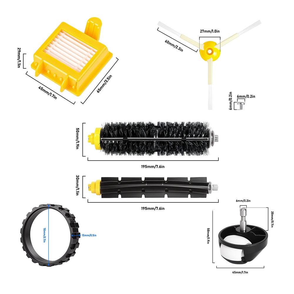 Für iRobot Roomba 700 720 750 760 761 765 770 772 774 775 776 780 782 785 786 790 Saugroboter Hauptseitenbürste Filterrad Teil