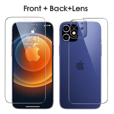 Front and Back Tempered Glass For iPhone 17 16 15 14 13 12 Pro Max Screen Protector For iPhone 11 Pro Max XS XR XS Max 8 7 Plus Camera Lens Glass Film