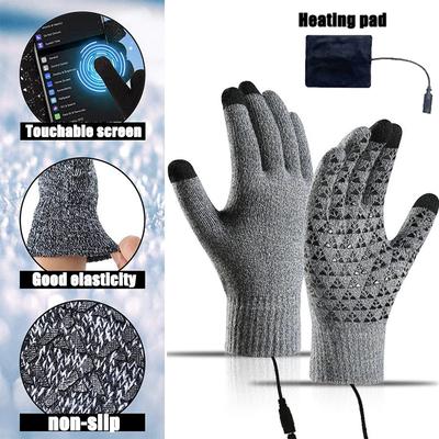 Heated Gloves Winter Thermal Warm Gloves with Built In Heating Sheet USB Powered Soft Durable Touch Screen Non-slip Work Gloves