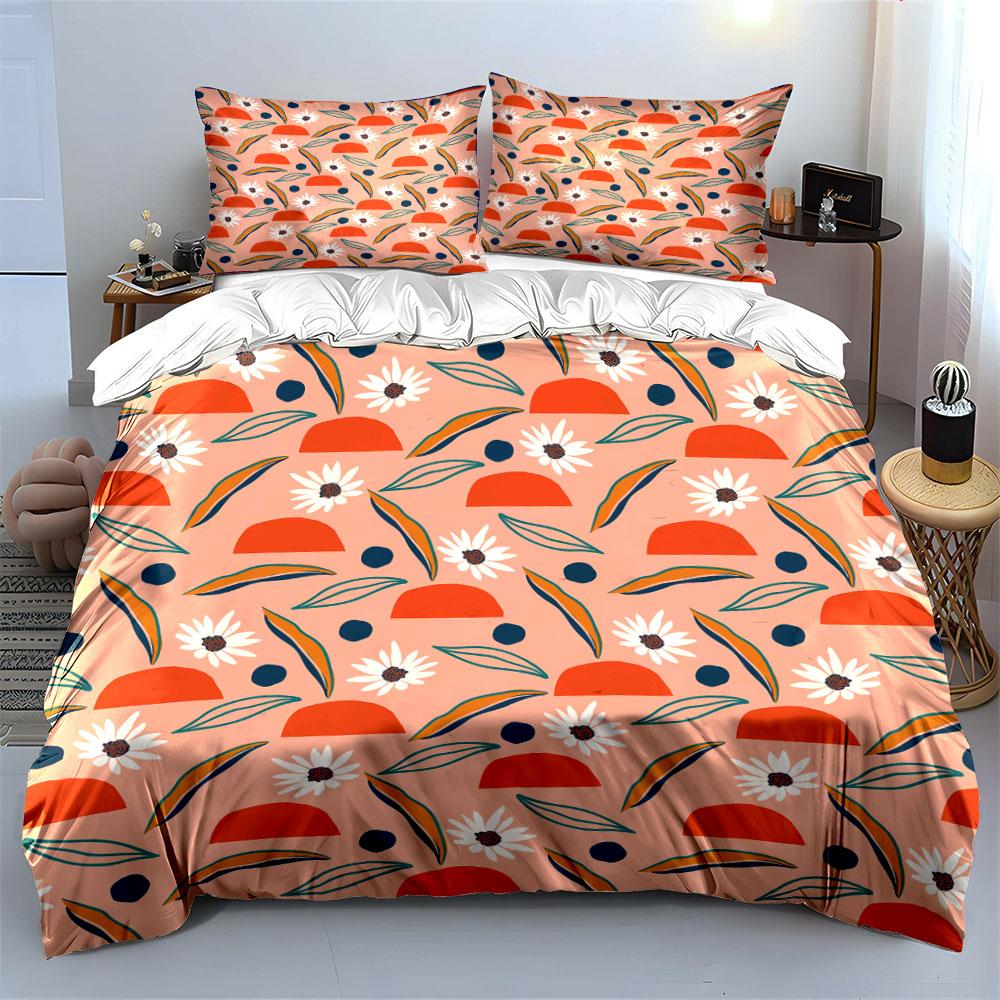 Floral and Sun Pattern Bedding Bedding Duvet Cover Set Duvet Cover Pillowcases (1 * Duvet Cover 2 * Pillowcases, Without Duvet Insert)