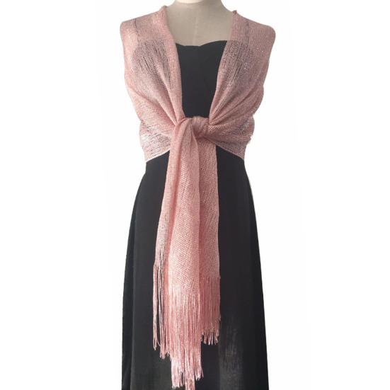 

Elegant Bride Shawl Ultralight Pure Color Tassels Decor Evening Shawl for Female рожевий