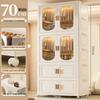 Children's Toy Storage Cabinet: Movable Multi-layer Thickened Wardrobe with Folding Shelves for Home and Bedroom