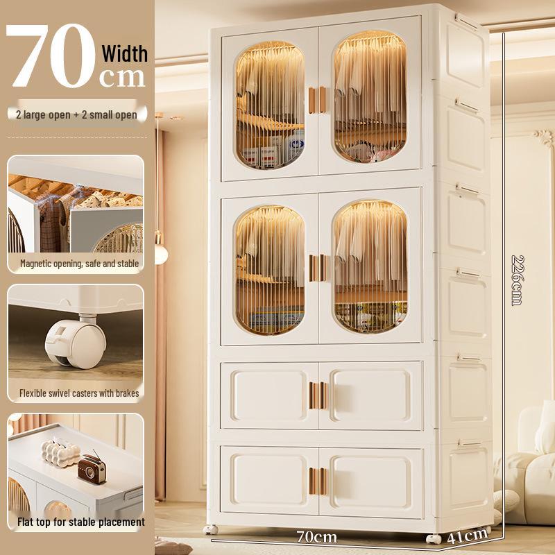 Children's Toy Storage Cabinet: Movable Multi-layer Thickened Wardrobe with Folding Shelves for Home and Bedroom