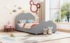 Upholstered Bed Kids Bed 90 x 200 cm High Railing Kids Bed Frame with Cloud-Shaped Headboard and Footboard. Single Bed in Skin-Friendly Velvet Grey