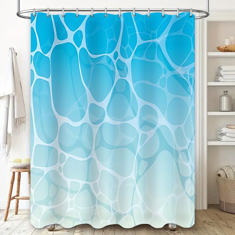 Blue Abstract Art Shower Curtain Modern Bathroom Decor Water Resistant Fabric Bath Curtain Accessories Durable Fabric